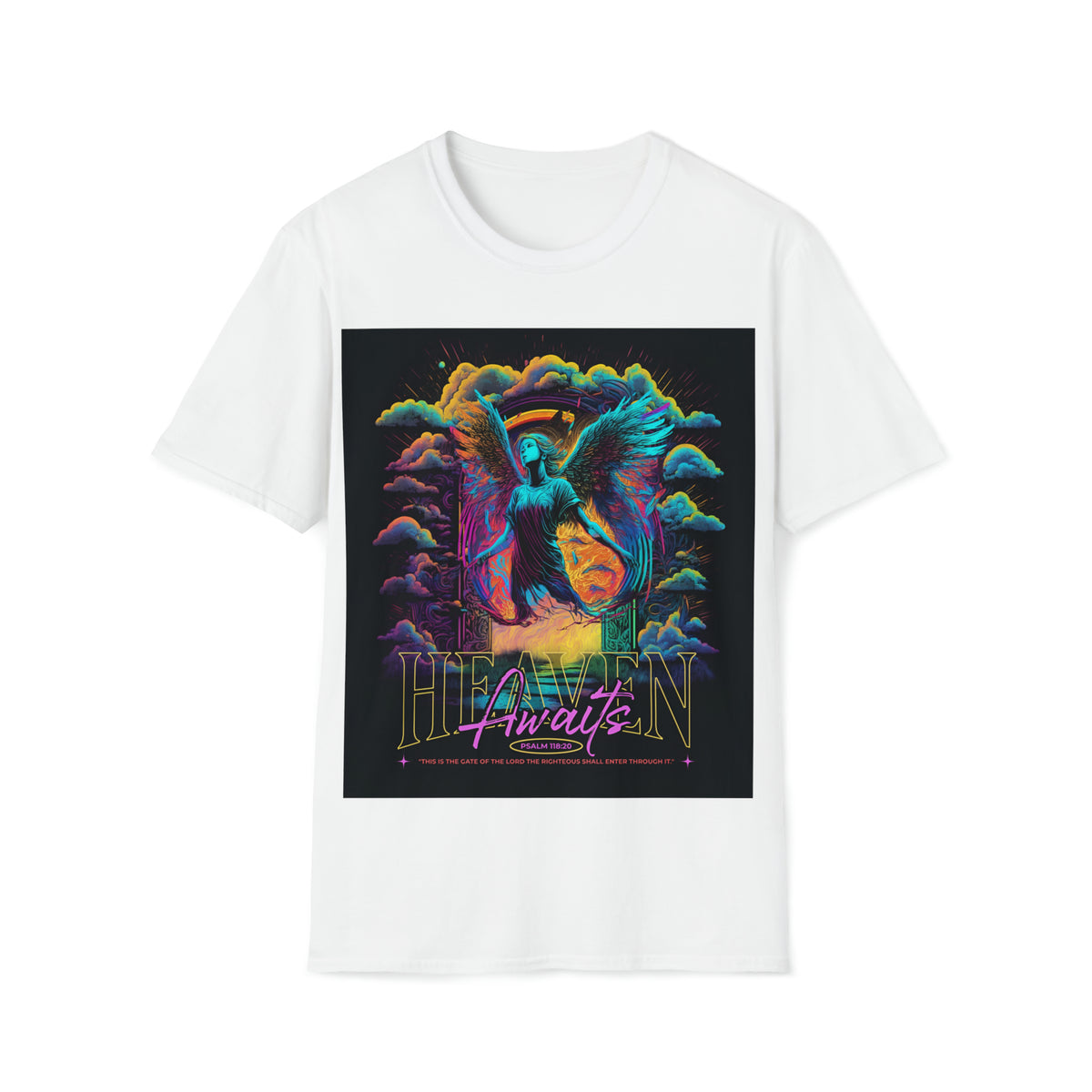Heaven Await Graphic Tshirt Cotton Unisex Softstyle T-Shirt