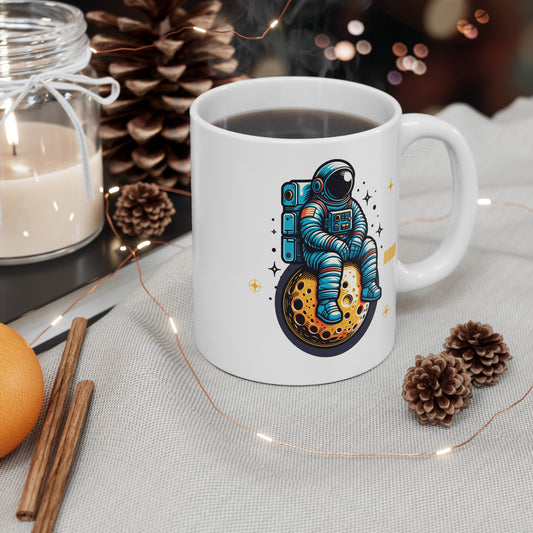Astronaut Themed 11oz Mug - Drifting Through the Cosmos
